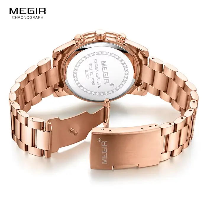 Megir dames montre chronographe montres à Quartz femmes haut de gamme de luxe montre-bracelet en or Rose Relogio Feminino часы жletiе 2057