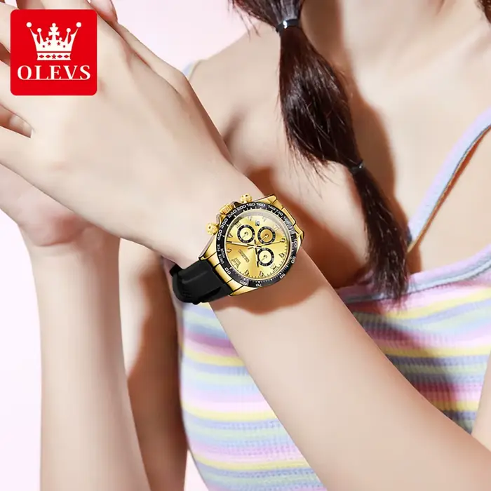 OLEVS 5618 femmes montre de luxe bracelet en Silicone multifonctionnel chronographe