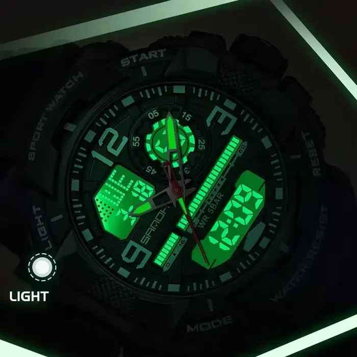 Montre SANDA Hommes Sport Chronomètre Alerte Numérique Double Affichage Quartz Waterproof Occasions Spéciales