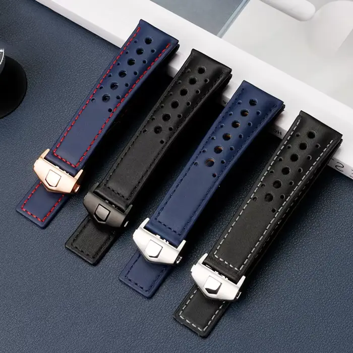 Bracelet de montre-bracelet en cuir véritable pour homme