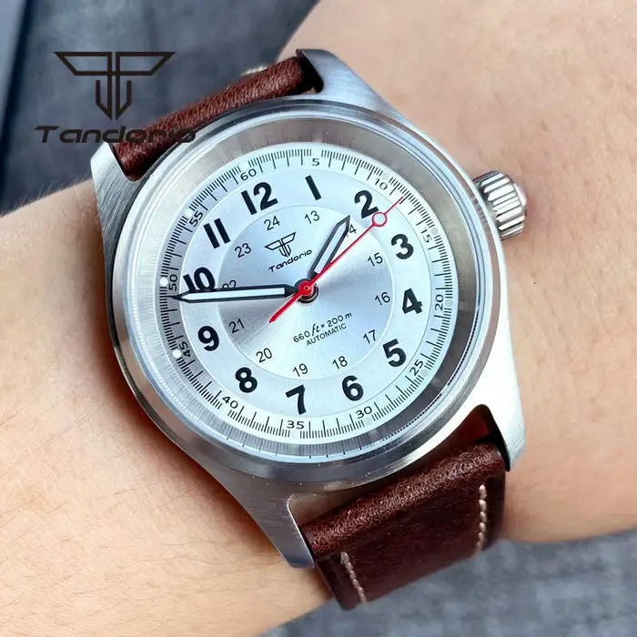 Tandorio 36mm mode 20BAR montre pilote de plongée automatique pour hommes dames NH35/PT5000/Miyota8215 Movt saphir montre-bracelet vert Lume