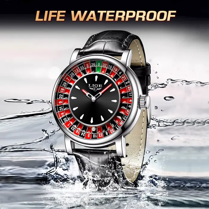 Montre Homme LIGE Tendance Cadran Rotatif Roulette de Las Vegas
