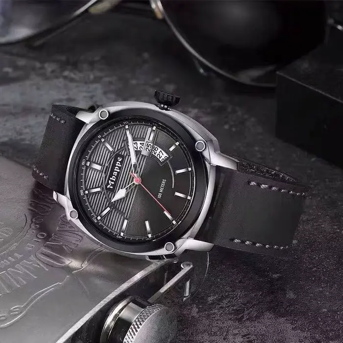 MBAPPE Montre de luxe pour homme – Bracelet en cuir véritable