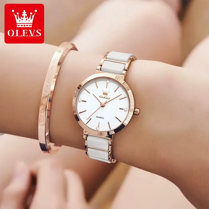 OLEVS nouvelle mode céramique bracelet Quartz femmes montre étanche marque de luxe