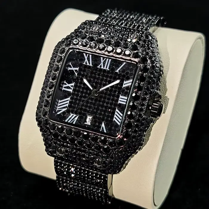 Cool noir montre de glace pour hommes marque UNIGUET luxe en acier inoxydable Quartz montre homme Hi