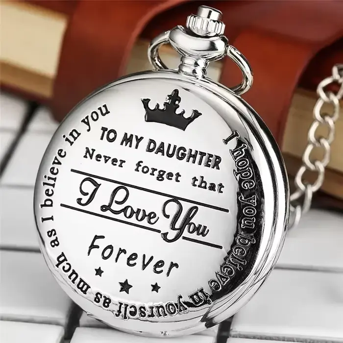 Montre de poche analogique à quartz « Je t'aime pour toujours » pour fille