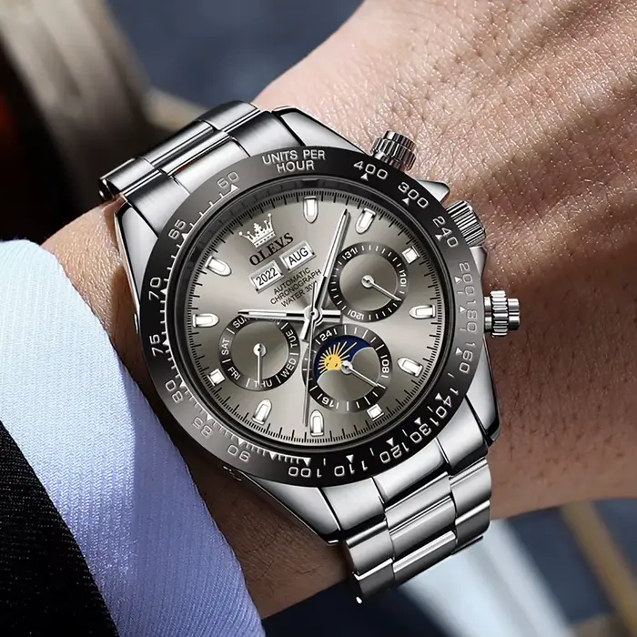 OLEVS 6654 montre de luxe pour hommes chronographe automatique mécanique montre-bracelet étanche lum