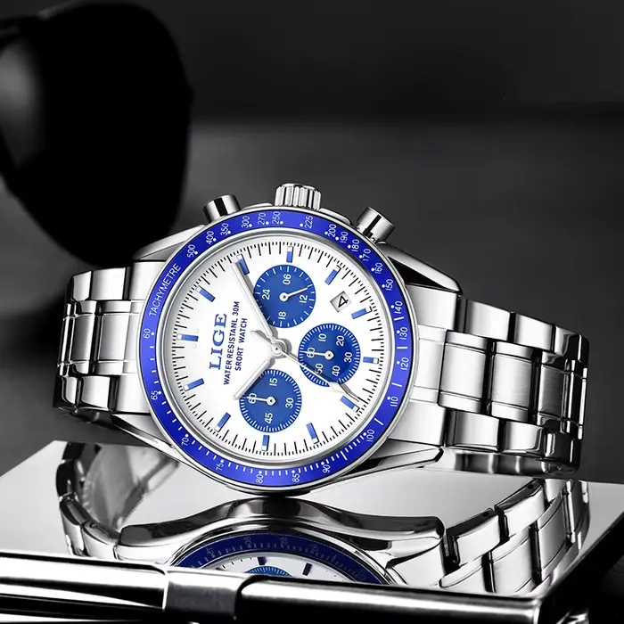 Montre à quartz étanche en acier inoxydable pour homme
