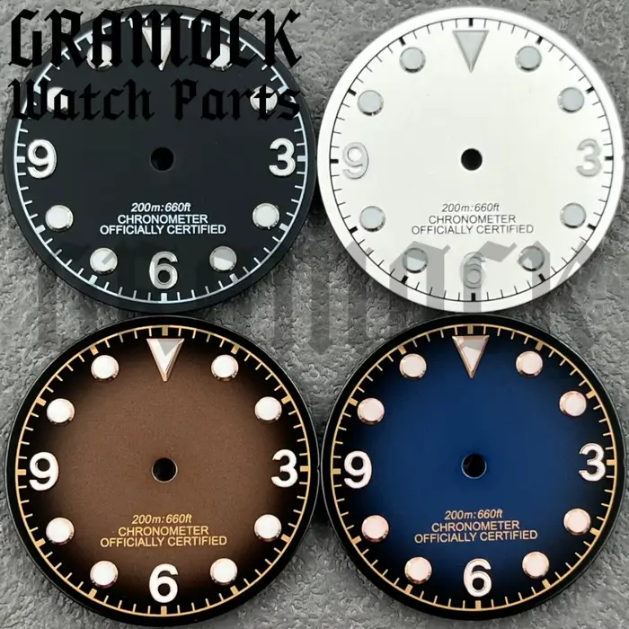 Gramock – cadran de montre bleu/marron/noir/blanc, 29mm, avec luminescence verte, adapté au mouvement automatique NH35/ETA PT5000/Miyota Mingzhu