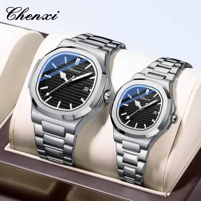 CHENXI 8222 montre à Quartz pour hommes montre-bracelet de luxe en acier inoxydable étanche lumineux Date mâle horloge montres cadeau