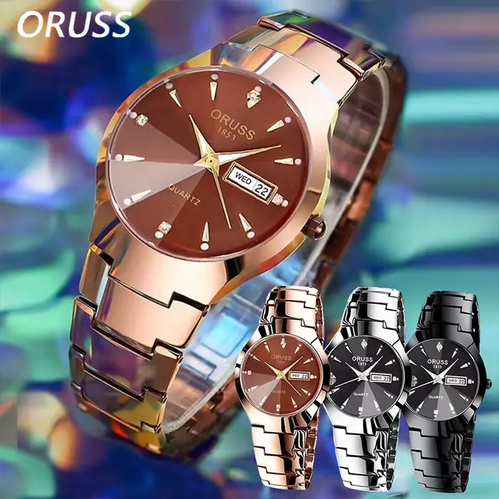 Montre de couple à quartz étanche pour hommes et femmes