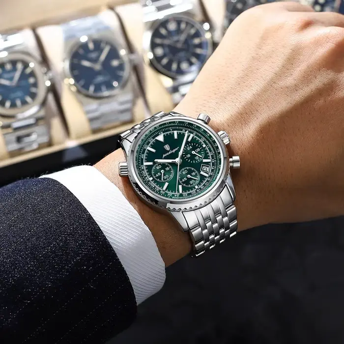 POEDAGAR montre militaire de luxe pour hommes étanche lumineux Date chronographe homme