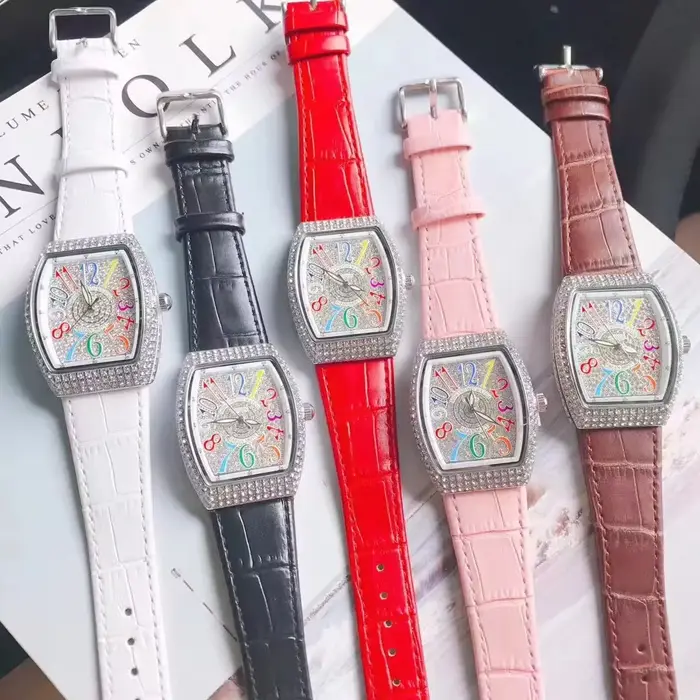 Mobangtuo femmes montre à Quartz Tonneau ovale diamant Orologio avec chiffres colorés cadran Reloj Mujer horloge de luxe dames montre-bracelet