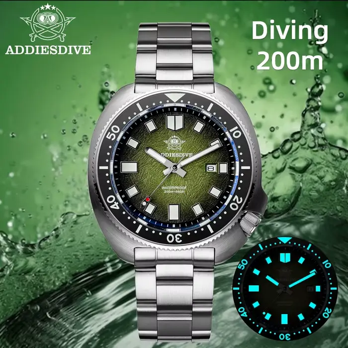 ADDIESDIVE Japan2115 nouveaux hommes montre verre saphir BWG9 Ultra-lumineux lumineux 200m étanche m