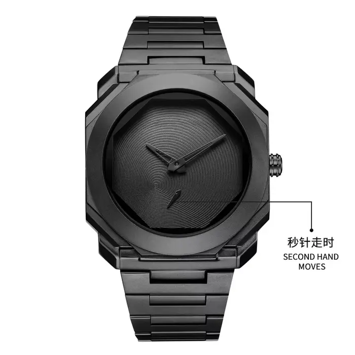 Montres-bracelets à quartz en acier inoxydable pour hommes avec cadran octogonal résistant à l'eau pour différentes occasions