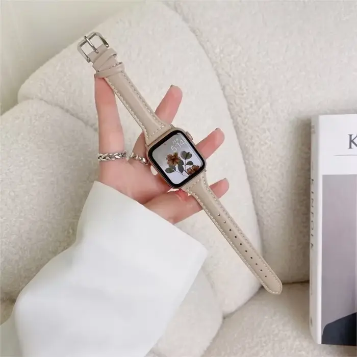 Bracelet en cuir fin pour Apple Watch 42mm 44mm 40mm 38mm, élégant et facile à utiliser, parfait pour femmes et occasions spéciales
