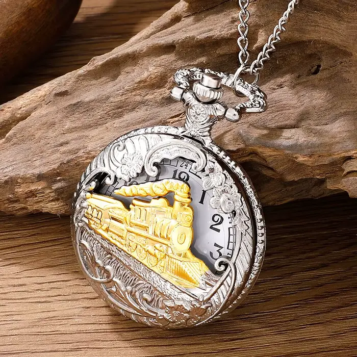 Montre de Poche avec Pendentif à Quartz pour Homme et Femme