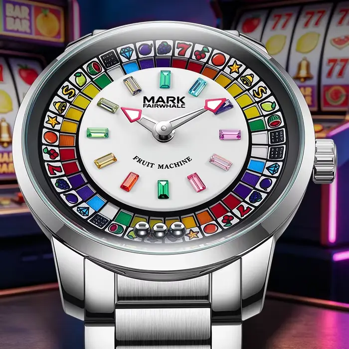 Montre à Quartz MARK FAIRWHALE Cadran Rotatif à Volant Diamants Colorés Acier Inoxydable Étanche Occasions Spéciales Hommes
