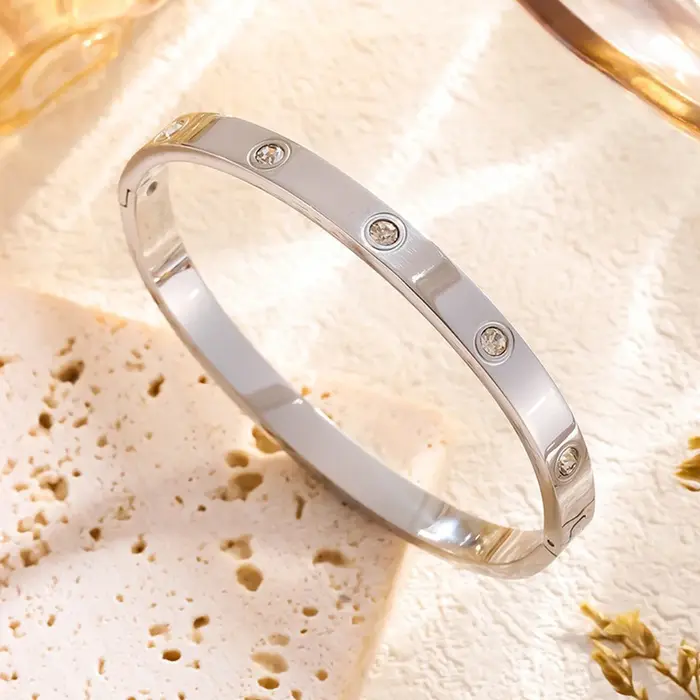Bracelets de luxe en acier inoxydable et Zircon pour femmes
