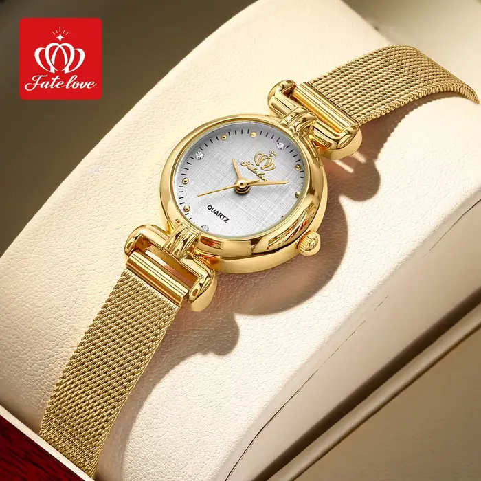 OPK montre à Quartz pour femmes rétro élégant doré bracelet en acier inoxydable