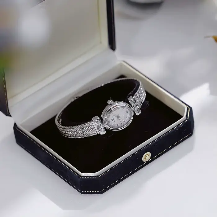 BS marque originale montre pour femme ovale or maille bracelet Vintage