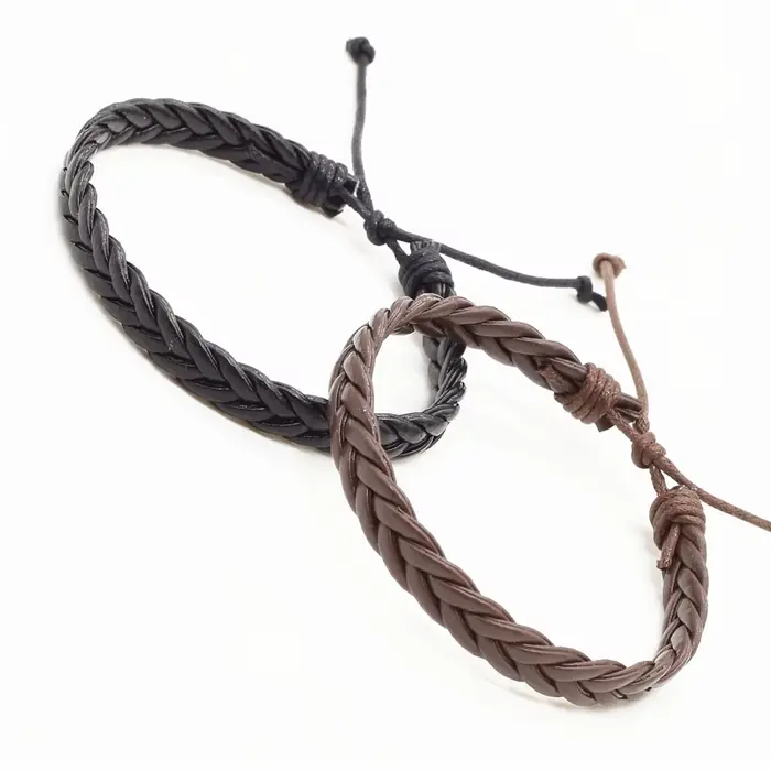 Nouveauté mode à la main noir marron tissage PU cuir Homme Femme femmes Bracelet hommes mâle bijoux accessoire