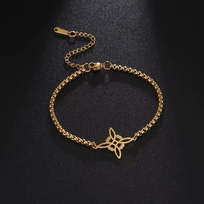 Skyrim sorcellerie noeud de sorcière Bracelet à breloques femmes boîte en acier inoxydable chaîne Bracelets à portée de main Wicca amulette bijoux cadeau 2025