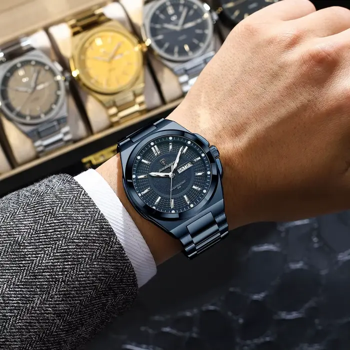 POEDAGAR Top Business hommes montre-bracelet en acier inoxydable étanche lumineux décontracté homme 