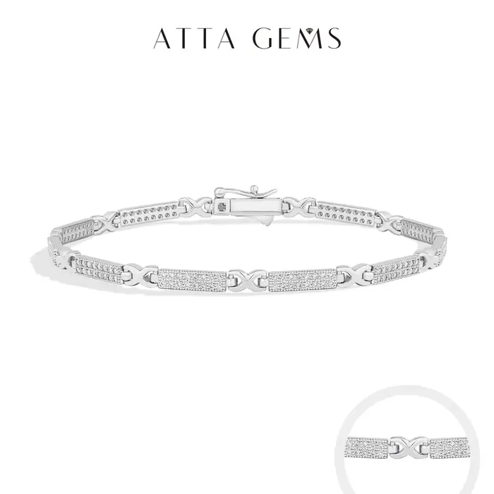 ATTAGEMS – Bracelets Moissanite éblouissants à Double rangée