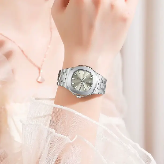 POEDAGAR carré femme montre Date semaine étanche lumineux dames