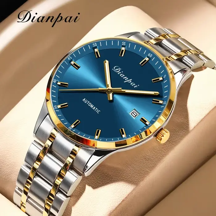 Dianpai nouvelle montre mécanique entièrement automatique pour hommes calendrier en acier inoxydable