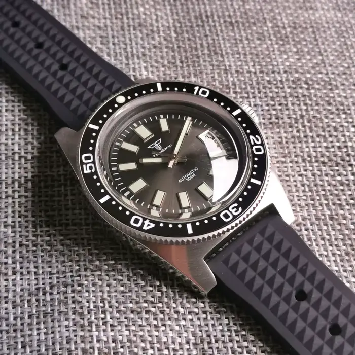 Tandorio 41mm 62MAS 30ATM cadran noir/gris/bleu automatique PT5000/Miyota 8215 montre de plongée pour hommes AR dôme verre saphir lumineux
