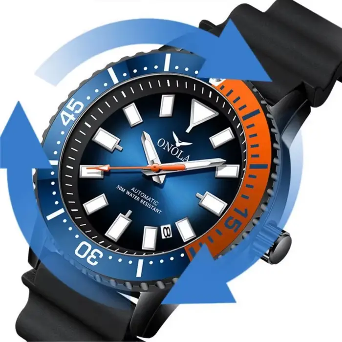 Montre mécanique ONOLA pour hommes, style fashion casual, mouvement automatique, résistante à l'eau, élégante pour occasions professionnelles et spéciales