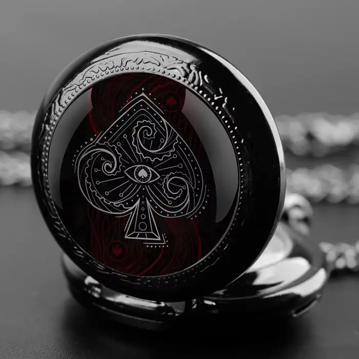 Montre De poche dôme en verre Poker cadran chiffre arabe Vintage hommes femmes collier pendentif horloge créative cadeau Reloj De Bolsillo