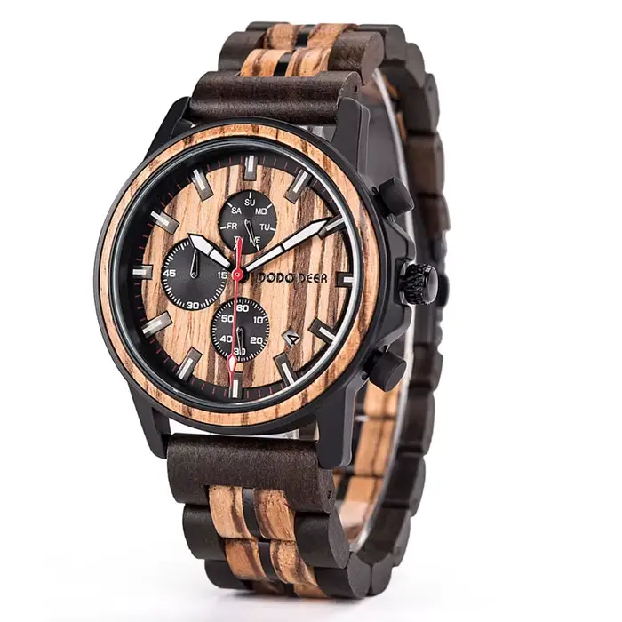DODO DEER montres pour hommes chronomètre à Quartz mâle chronographe en bois montre-bracelet affichage de la Date montres meilleure vente OEM