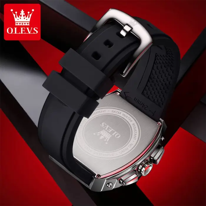 OLEVS hommes montres 2976 luxe mode Tonneau montre à Quartz pour homme marque originale mouvement bracelet en Silicone chronographe étanche