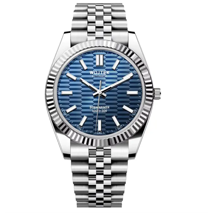 Montre mécanique automatique style log avec boîtier et bracelet en acier de 40 mm de diamètre et 14 mm d'épaisseur