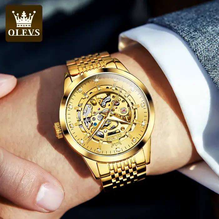 Montre OLEVS 9920 Automatique Squelette Luxe Hommes Occasions Spéciales Robuste Élégante Fonctionnalités Avancées