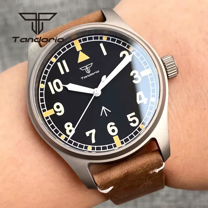 Tandorio titane NH35A 39mm montre de plongée pilote automatique pour hommes 20BAR saphir ultraléger étanche montre-bracelet vert lumineux