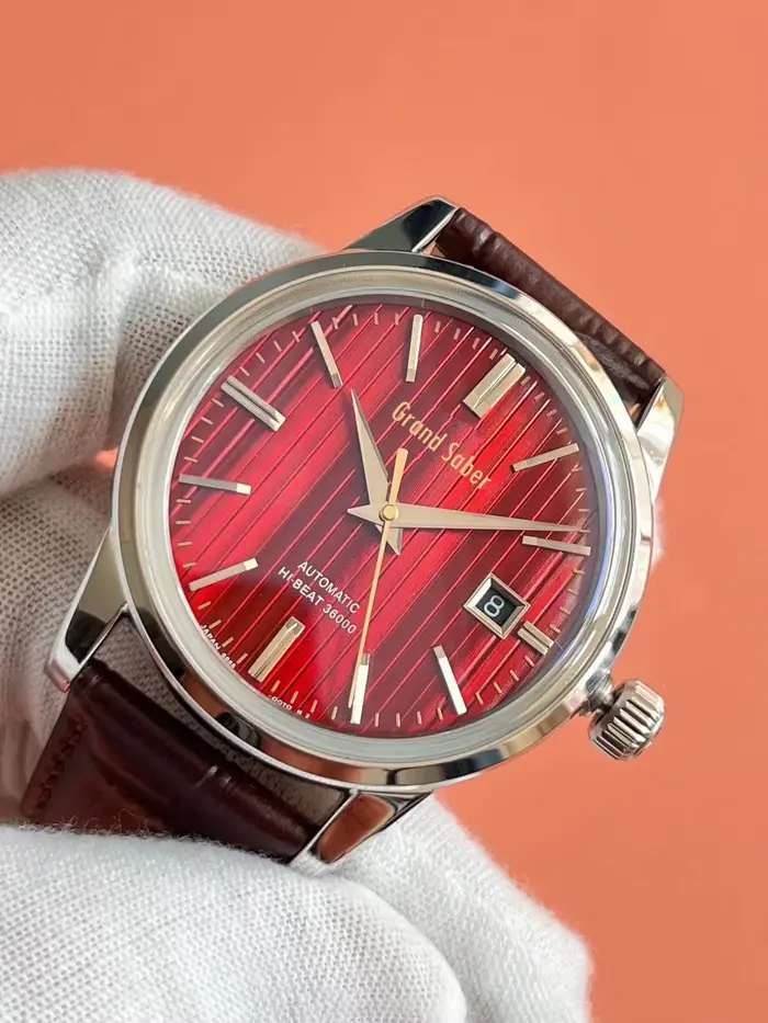 Montre rétro DRADIC automatique homme avec affichage de la date cadran multicolore bracelet en cuir pour occasions professionnelles et personnelles