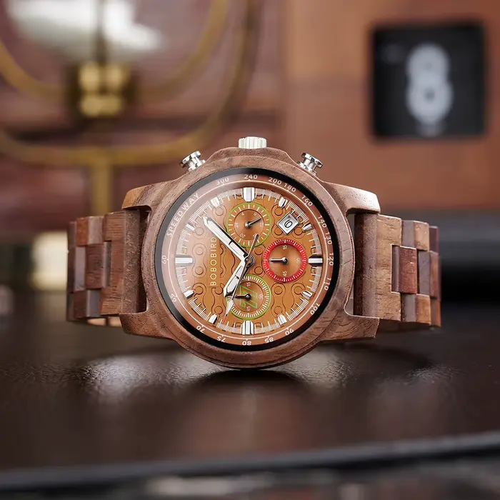 Montres pour hommes BOBO BIRD montre en bois de luxe, montre-bracelet à Quartz multifonctionnelle po