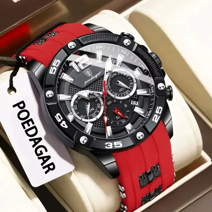 POEDAGAR Original mode hommes montres étanche lumineux chronographe Date sport homme montre-bracelet de haute qualité