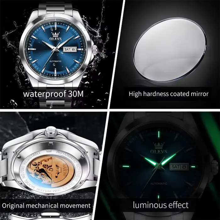 Montre OLEVS 7090 Automatique Homme Luxe Style Mode Casual Grande Taille Cadran Lumineux Occasions Spéciales