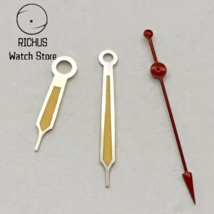 Aiguilles de montre argentées et rouges compatibles avec le mouvement VH31