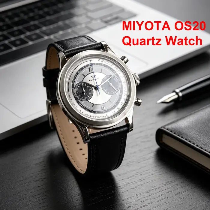 Montre Quartz Tandorio Vendange Chronographe Multifonction Hommes Occasions Spéciales Elégante Cuir Acier Inoxydable