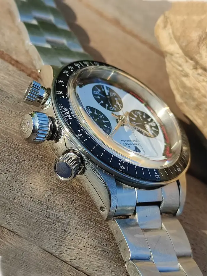Montre à quartz Vakuy vintage panda, cadran contrasté, seconde aiguille, réplique Paul Newman Daytona VK63A, chronographe, lunette en verre, pour homme