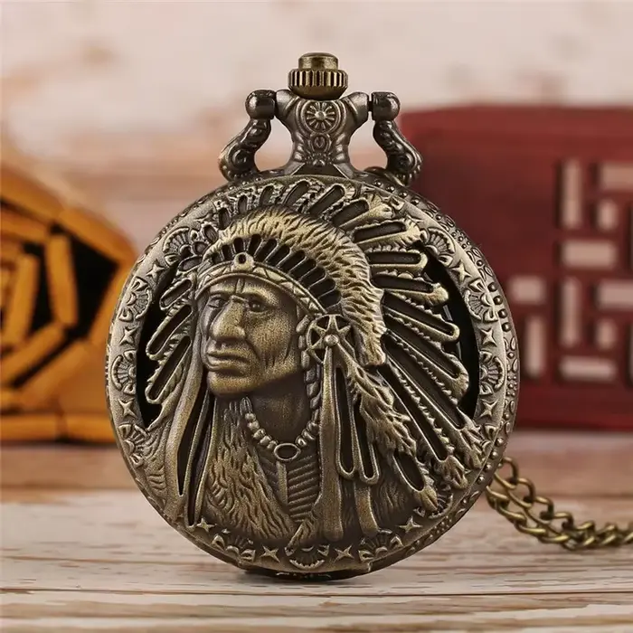 Montre de poche ancienne mode homme indien Design rétro mouvement à Quartz horloge pour hommes femme