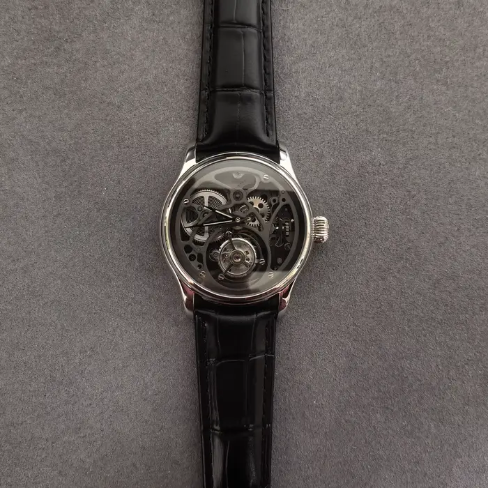 Montre Tourbillon Jacques Genry pour homme, 42 mm, à remontage manuel, mécanique, avec cadran squele