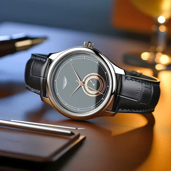 Montres analogiques à Quartz en cuir noir pour hommes d'affaires