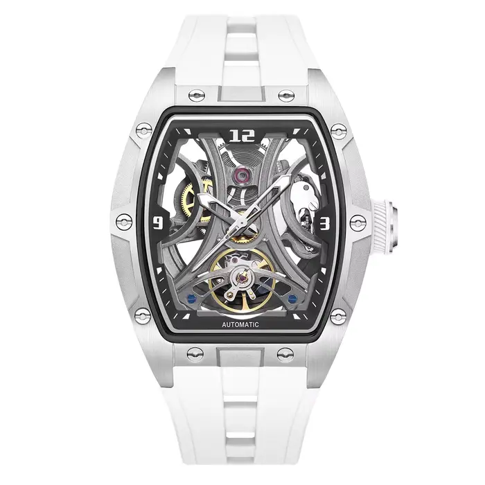 MEGIR – montre mécanique automatique de Style sport pour hommes, cadran Transparent entièrement creu
